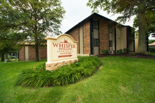 Property Signage at Whisper Hollow Apartments, Missouri, 63043