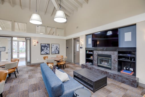 Seating area by fireplace at VINTAGE AT BENNETT VALLEY, California