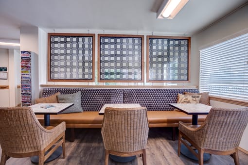 Tables and seating at VINTAGE AT NAPA, Napa, CA 94558