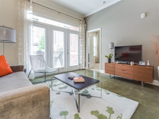 Classic Living Room Design With Television at Greenway at Stadium Park, North Carolina