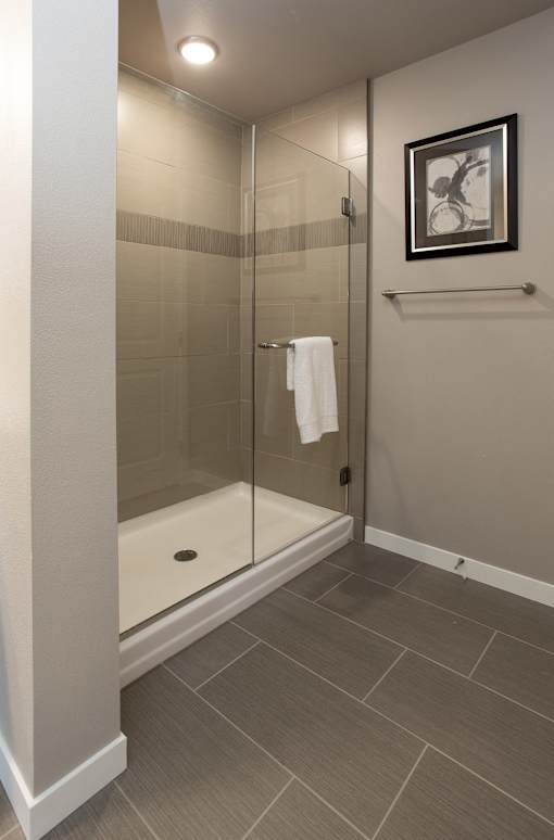 Tiled Shower, glass door