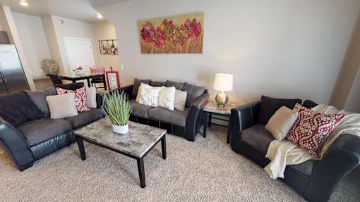 living room, couches, coffee table, moorhead apartment