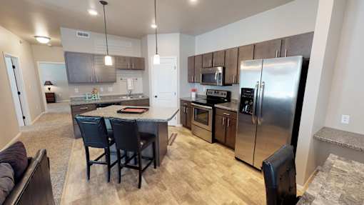 kitchen island, kitchen, moorhead apartment