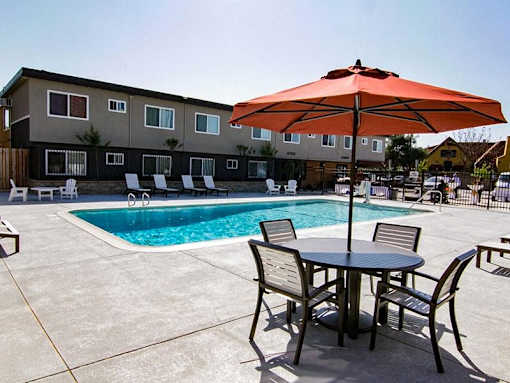Pool with Lounge Chairs at ETHAN TERRACE, Sacramento, 95825