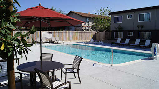 Pool with Lounge Chairs at ETHAN TERRACE, Sacramento, CA 95825