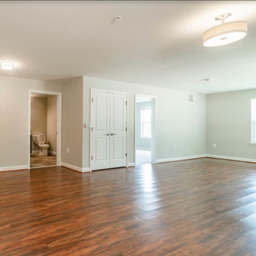 Living space with hardwood floors
