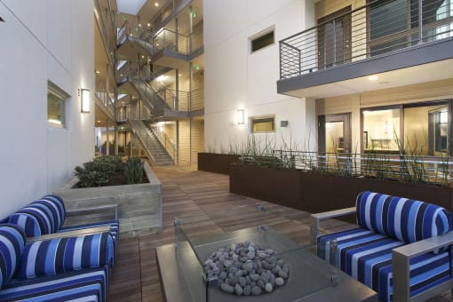 2395 luxury building firepit and hallway
