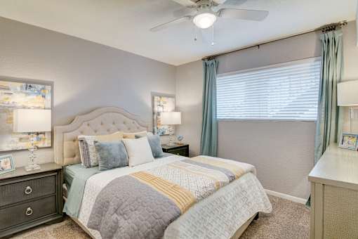 Master Bedroom With Carpeting at The Village at Bunker Hill in Houston, Texas