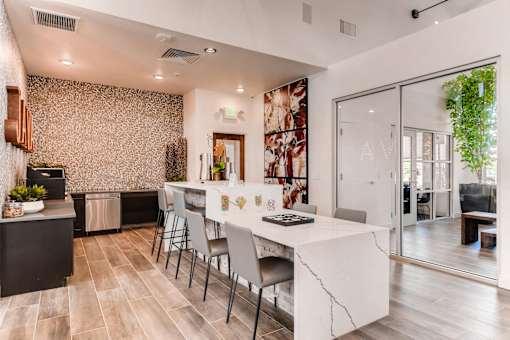 Kitchen with white island at Auburn Brook, Colorado
