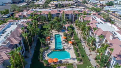 Aerial view of the Pool at Cortina