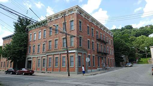 Exterior of brick apartment building