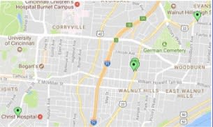 Map of buildings' locations