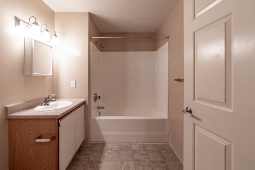 Oval Tub With Combo Shower at Bradford Ridge Apartments, Bloomington