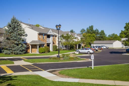 exterior driveway parking amenity center at Northlake Farms Apartments, Gurnee, 60031