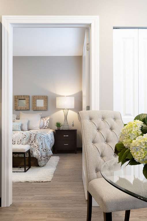 bedroom with white walls at Thirteen01 at Hartman Lakes, Shiloh, 62269