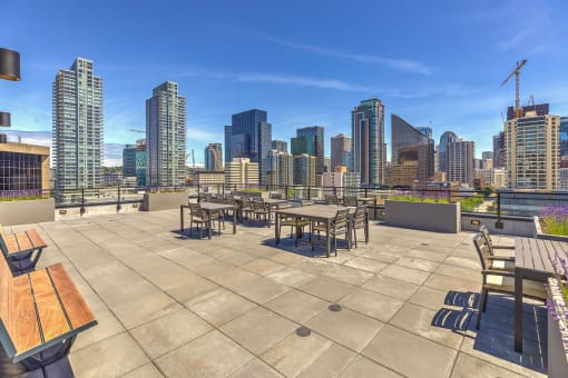 O2 Apartments Rooftop Courtyard with Seating Area
