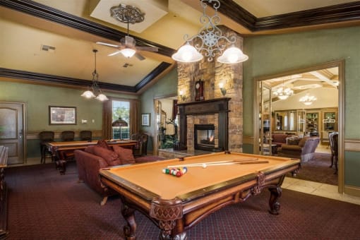 Billiards Table In Clubhouse at Dartmouth Tower at Shaw, Clovis, CA
