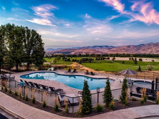 Resident pool and hot tub at Columbia Village, Boise