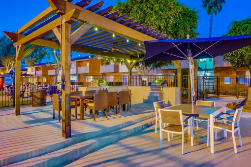 Poolside Entertainment Area at Pacific Trails Luxury Apartment Homes, Covina, California
