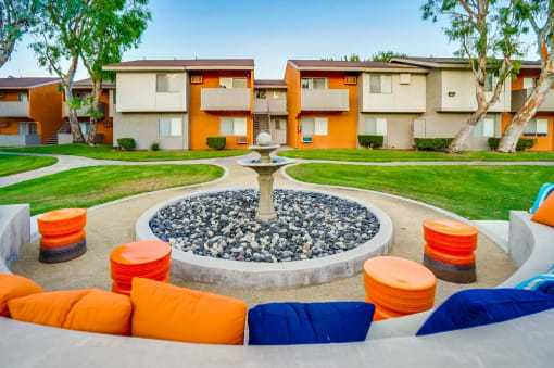 Courtyard Water Feature at Pacific Trails Luxury Apartment Homes, Covina, CA, 91722