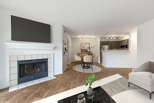 Living Area With Fireplace at The Apartments at Tamar Meadow, Maryland, 21045