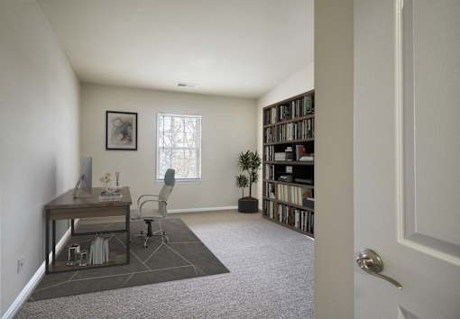 Office area with window at The Apartments at Owings Run, Maryland, 21117