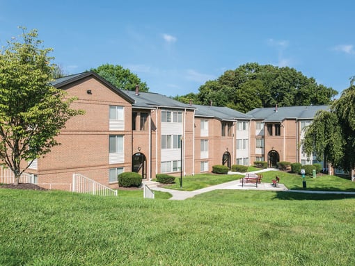 Outdoor Green Space at Copper and Quarry Village, Pikesville, Maryland