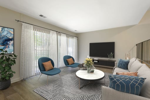 Living Room With TV at Copper and Quarry Village, Maryland, 21209
