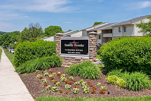 Entry Signage at The Apartments at Saddle Brooke, Cockeysville, MD, 21030