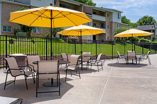 Shaded Chairs at The Apartments at Saddle Brooke, Cockeysville, Maryland