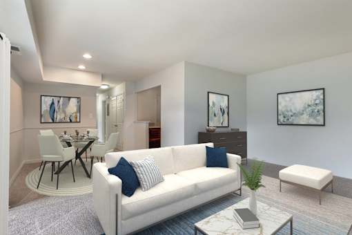 Living Area With Dining at The Apartments at Saddle Brooke, Cockeysville