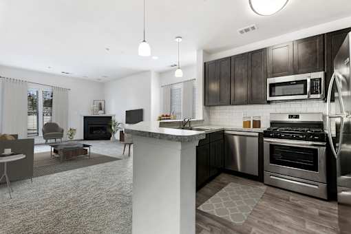 Living and Kitchen View at The Apartments at Cambridge Court, Rosedale, Maryland