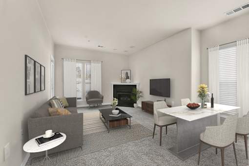 Living Room With Dining Area at The Apartments at Cambridge Court, Rosedale