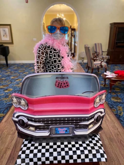 Senior Posing With Dummy Car Poster at Savannah Court of Camilla, Georgia