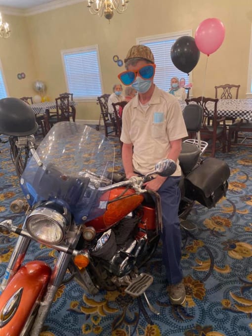 Senior Resident Posing With A Bike at Savannah Court of Camilla, Camilla, Georgia