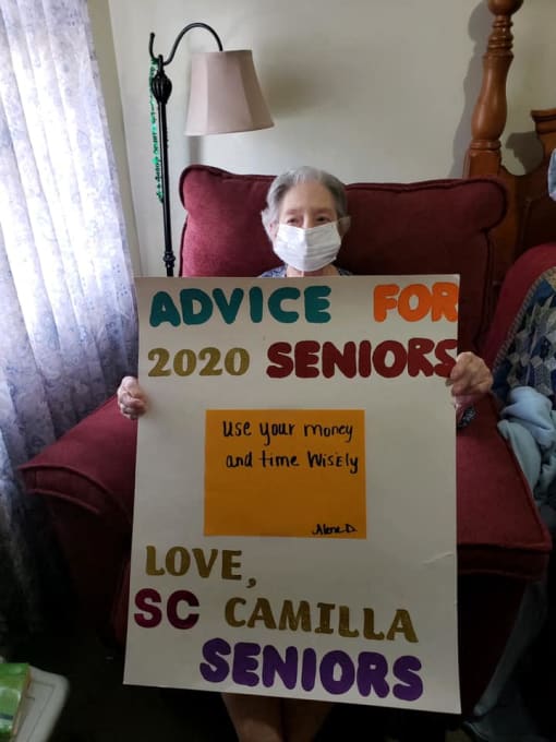 Advice For 2020 Seniors Sign Board at Savannah Court of Camilla, Camilla, GA, 31730