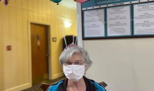 Senior Resident Wearing A Mask at Savannah Court of Camilla, Camilla, 31730