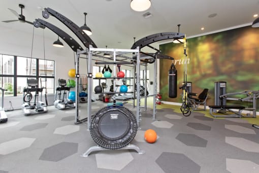 High-Tech Fitness Center at Beckett Farms Apartments, PRG Real Estate Management, Fort Mill, SC