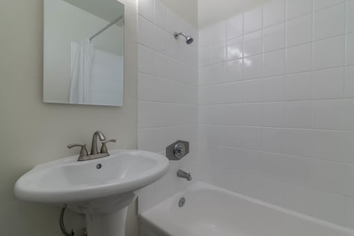 bathroom sink and shower