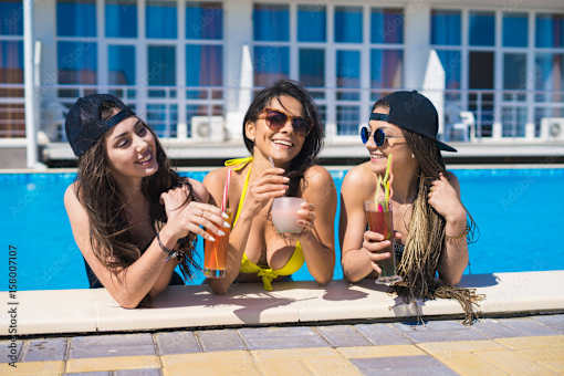 Girls enjoying in pool