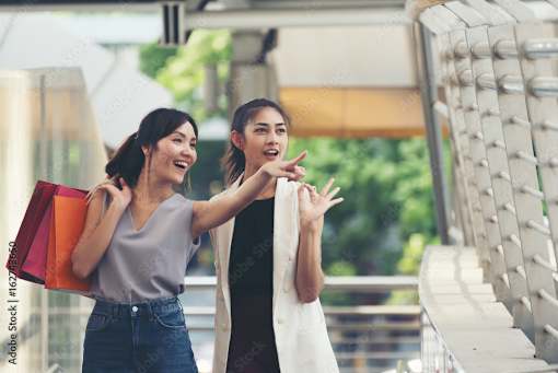 Girls enjoying shopping