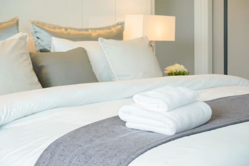 White and gray cozy bedroom