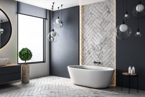 Modern bathroom with beautiful sanitary ware