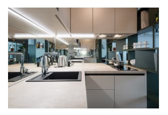 Kitchen with beautiful interior and sink