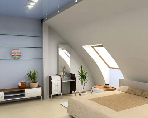 A bedroom with a bed, a chair, a plant, and a cabinet.