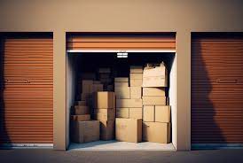 a bunch of boxes in a garage