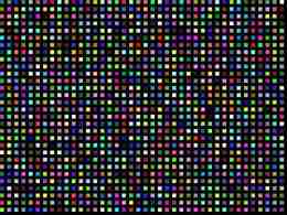 A grid of multicolored squares with a black background.