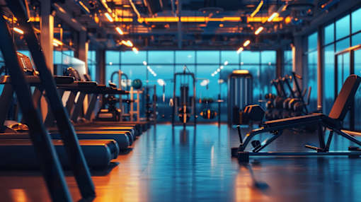 A gym with treadmills and other exercise equipment.