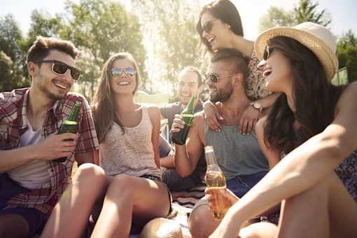 A group of friends enjoying a sunny day outdoors.