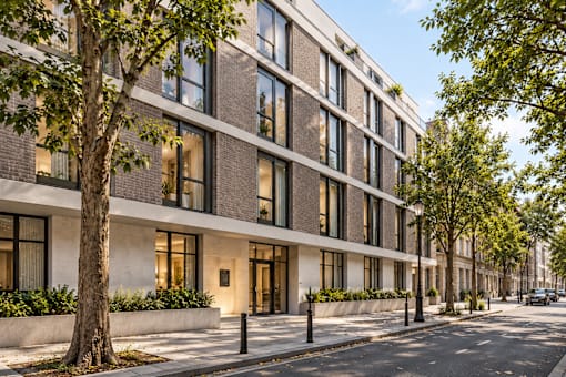 A modern building with a tree in front of it.